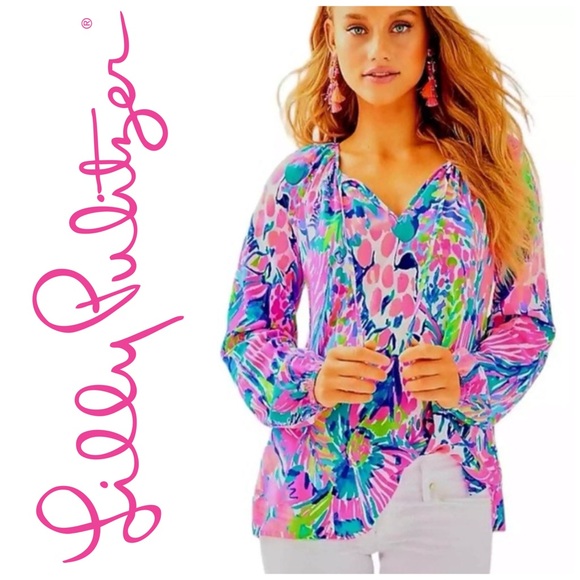 Lilly Pulitzer Tops - LILLY PULITZER *NWT* RARE Willa Long Sleeve Top Gumbo Limbo XXS Style 23646